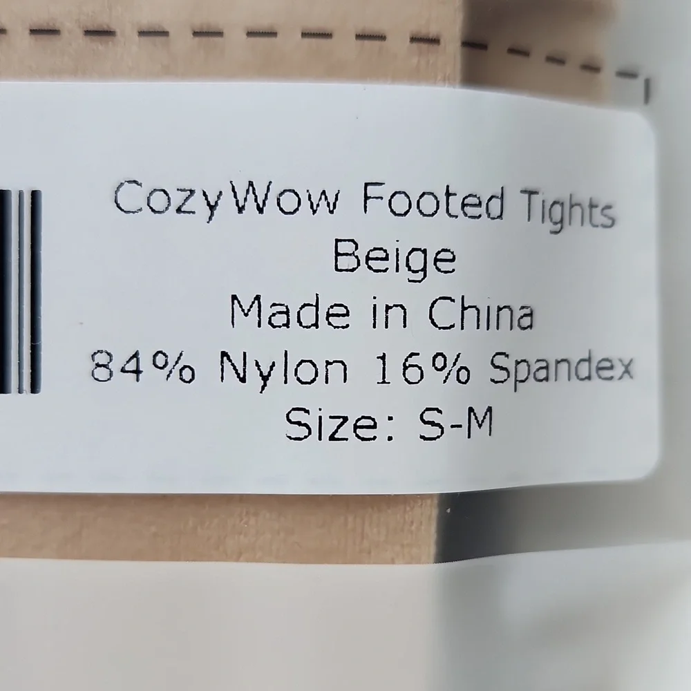NWT COZY WOW Beige Footed Tights- small- Medium